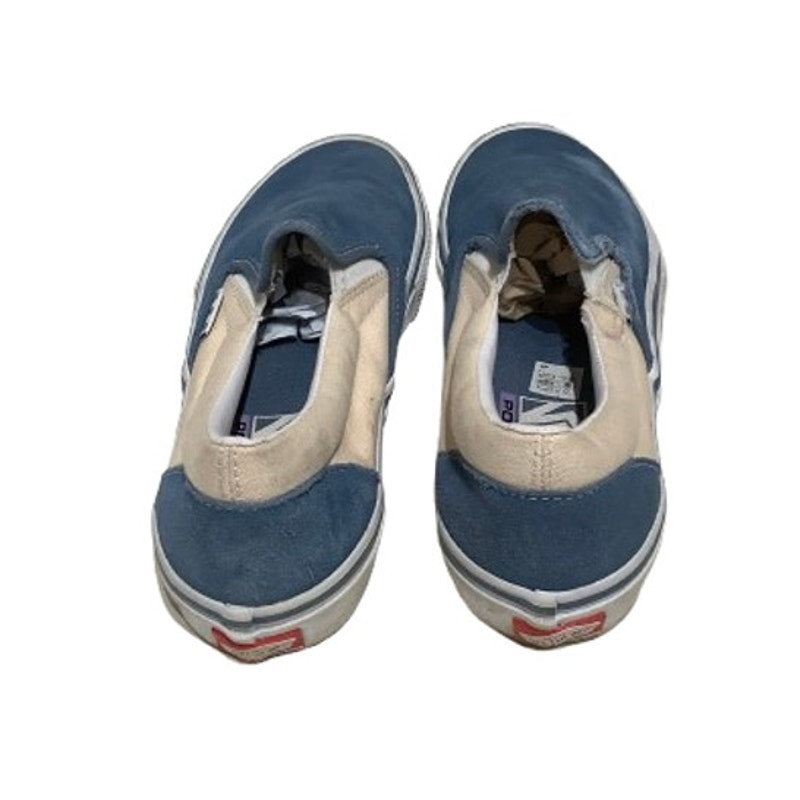 Vans Men's 7.5 Blue & Beige Slip-On Sneakers - Casual, Skate, Streetwear