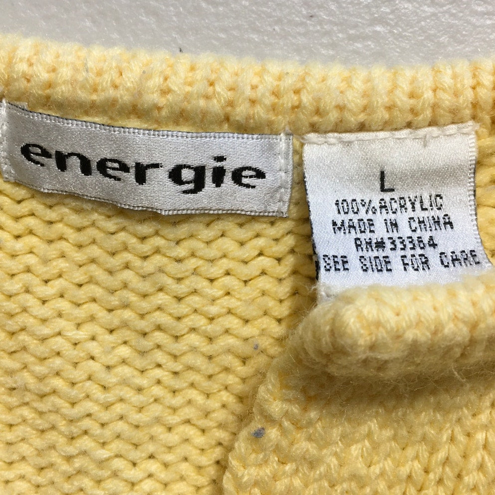VTG Energie Yellow Sweater Size Large – Y2K, Cozy, Playful