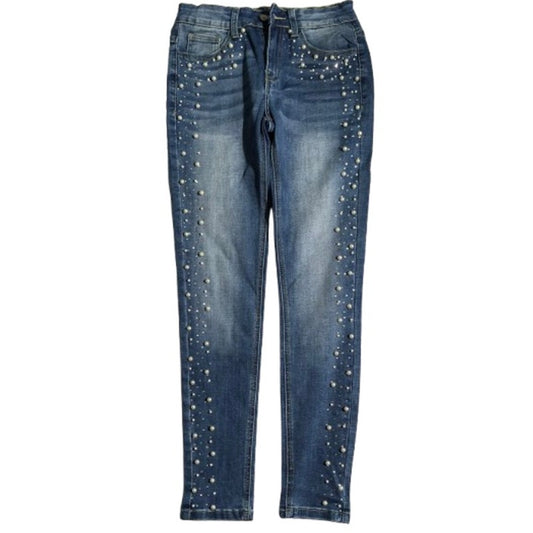 Vocal Pearl Rhinestone Jeans Size S - Glam, Y2K, Statement