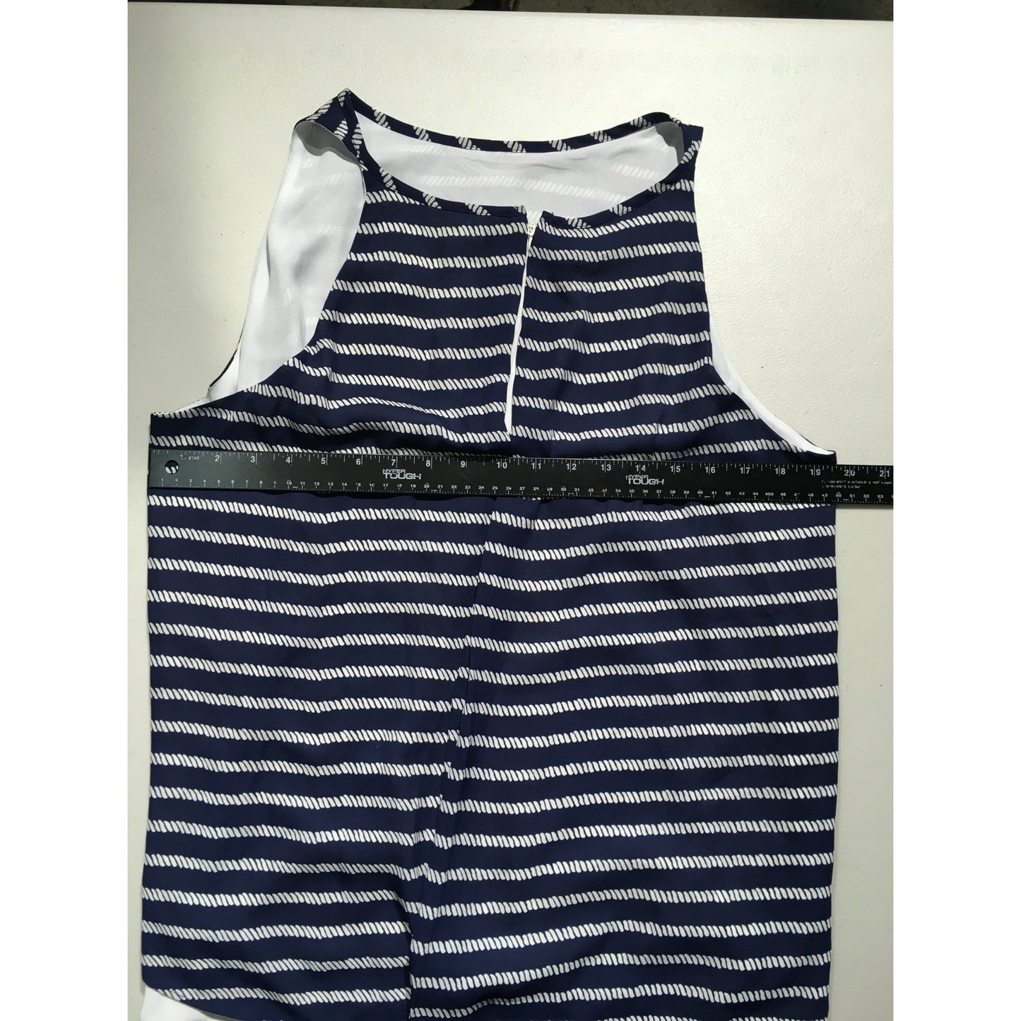 Mercer & Madison Navy/White Top Size XL - Preppy, Nautical, Office Siren