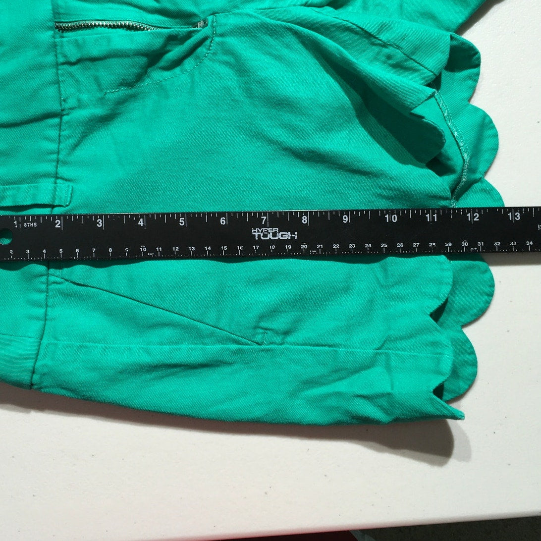 J. Crew Shamrock Green Scalloped Cotton Shorts Size 2 - Preppy, Classic, Chic