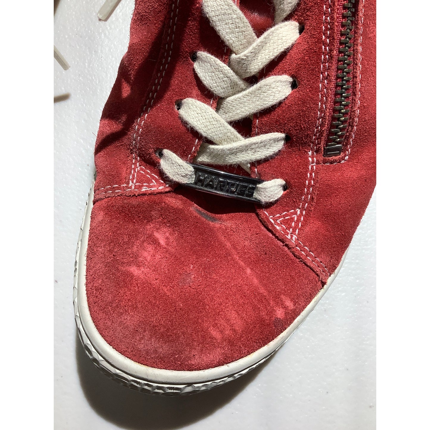 Hartjes Phil Red Suede Sneakers Women 5.5 — Comfort, European, Zip Lace-Up