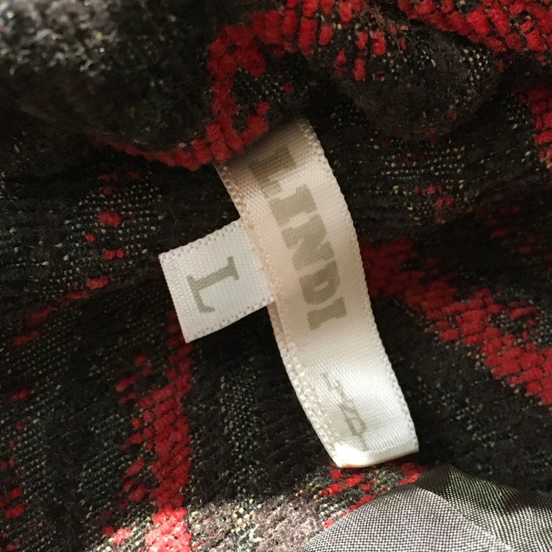 VTG Lindi Red/Black Chevron Jacket Size L – Boho, Statement, Cozy