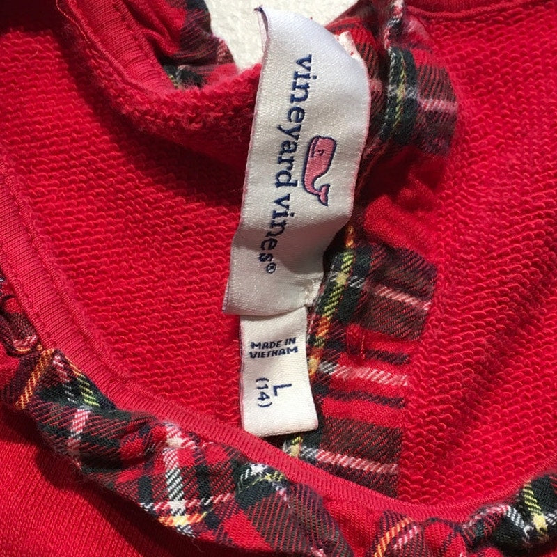 Vineyard Vines Red Sweatshirt Kid's Dress Size 14 LG – Preppy, Holiday, Cozy