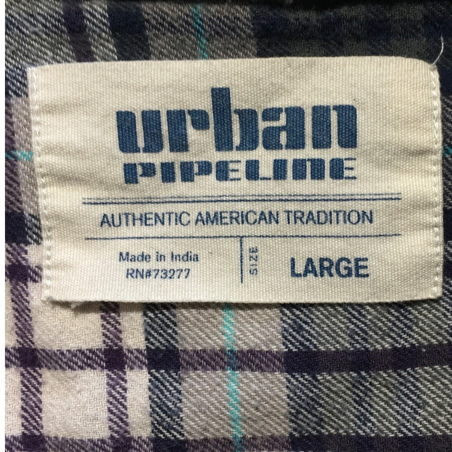 Urban Pipeline Men's Plaid Flannel Shirt LG - Grunge, Casual, 90s Style
