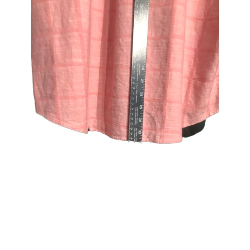 IZOD Mens Pink Size XXL Short Sleeve Shirt – Button Front, Plaid Check, Casual