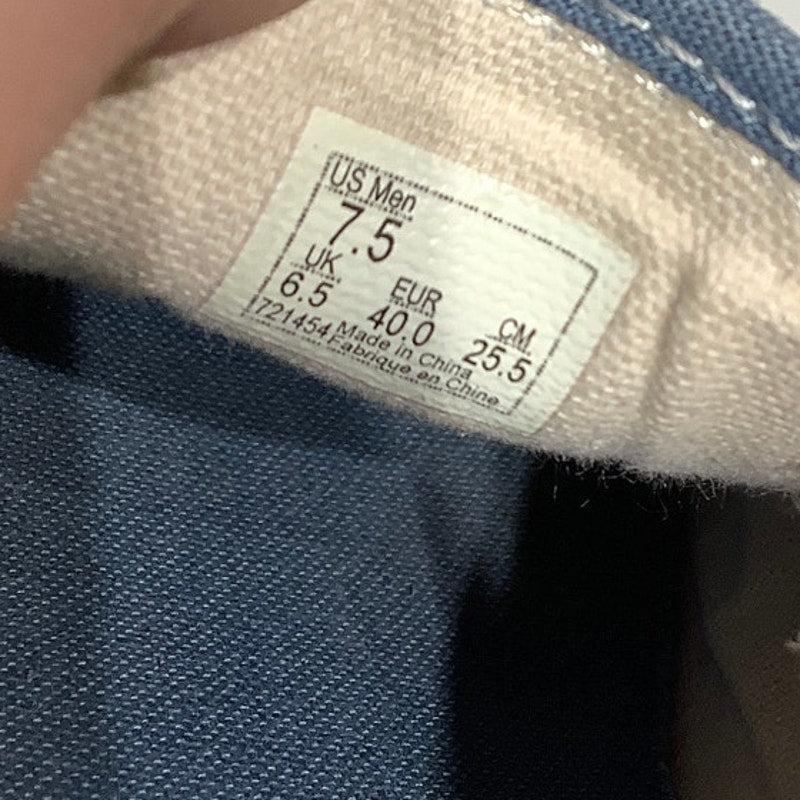 Vans Men's 7.5 Blue & Beige Slip-On Sneakers - Casual, Skate, Streetwear