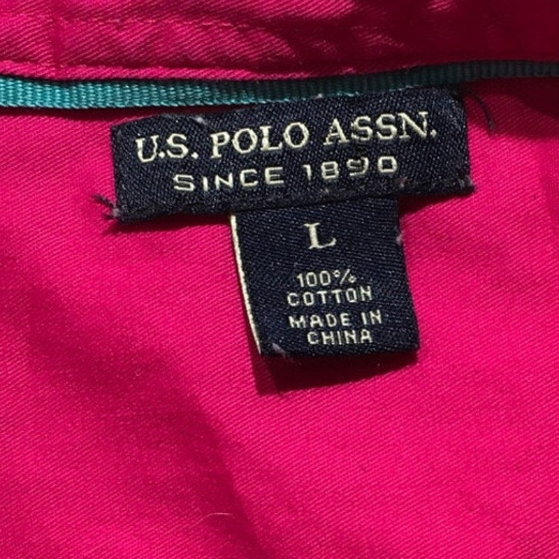 US Polo Assn Pink Collared Shirt Size L - Preppy, Casual, Classic
