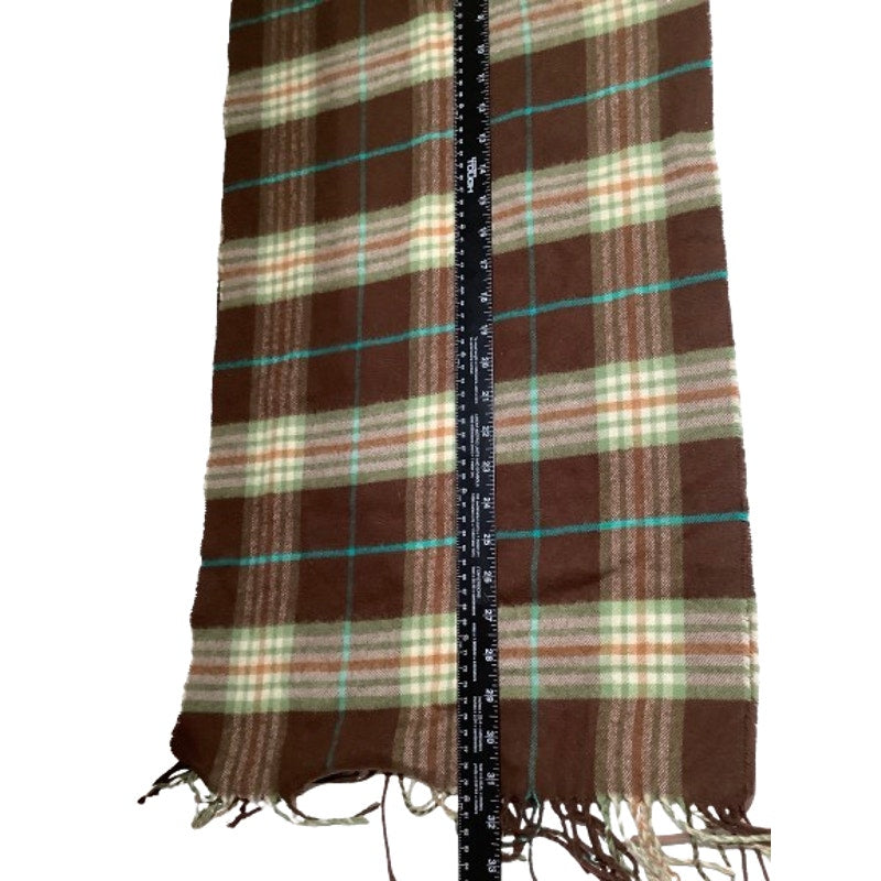V. Fraas Brown Plaid Scarf, Made in Germany, Cozy, Preppy, and Vintage