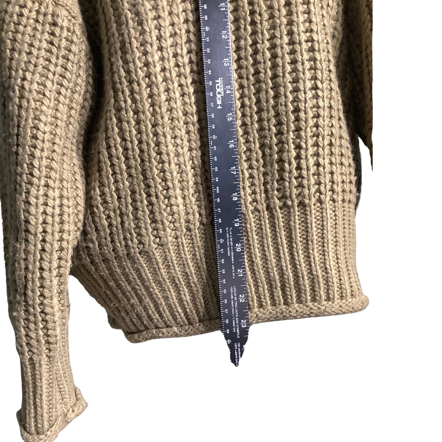 POL Olive Green Chunky Knit Hoodie Sweater Women S — Oversized, Cozy, Boho