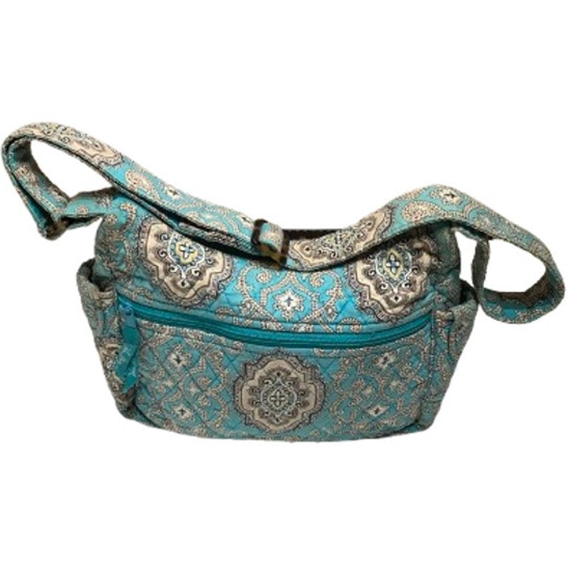 Vera Bradley Blue Beige Paisley Small Purse with Wear on Straps - Boho, Preppy