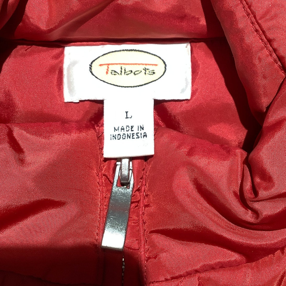 Talbots Red Quilted Puffer Vest Women’s Size Large — Preppy, Casual, Layered