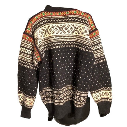 Noise Knit Wool Cardigan Black Multi-Color – Vintage, Nordic, Button Front