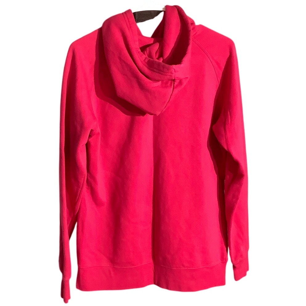 The North Face Women’s Hoodie Size Large – Hot Pink, Gold Lettering, Pullover