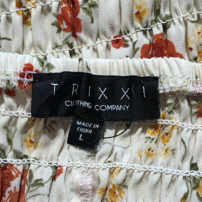 Trixxi Cream Floral Smocked Dress Size L - Cottagecore, Feminine, Romantic