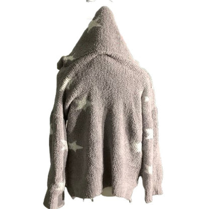 POL Light Gray Star Print Hoodie Women’s Size S/M — Cozy, Casual, Cropped