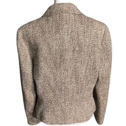 Talbots Cream/Brown Tweed Blazer Women’s Size 8 – Wool Blend, Business, Classic
