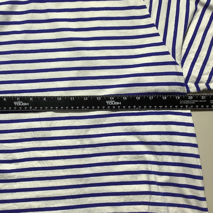 J.Crew White Blue Striped T-Shirt Women’s Large – Nautical, Casual, Relaxed Fit