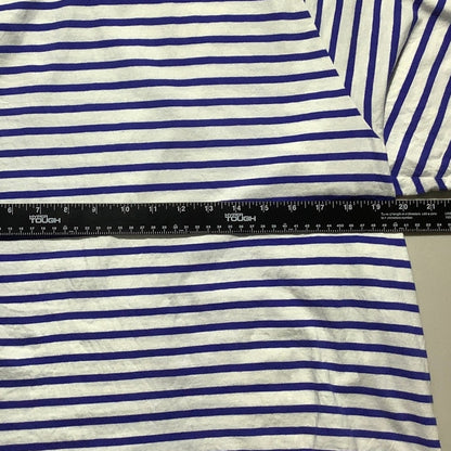 J.Crew White Blue Striped T-Shirt Women’s Large – Nautical, Casual, Relaxed Fit