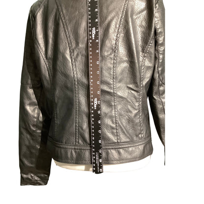 Miss London Moto Jacket Women's Size L Black — Faux Leather, Biker, Edgy