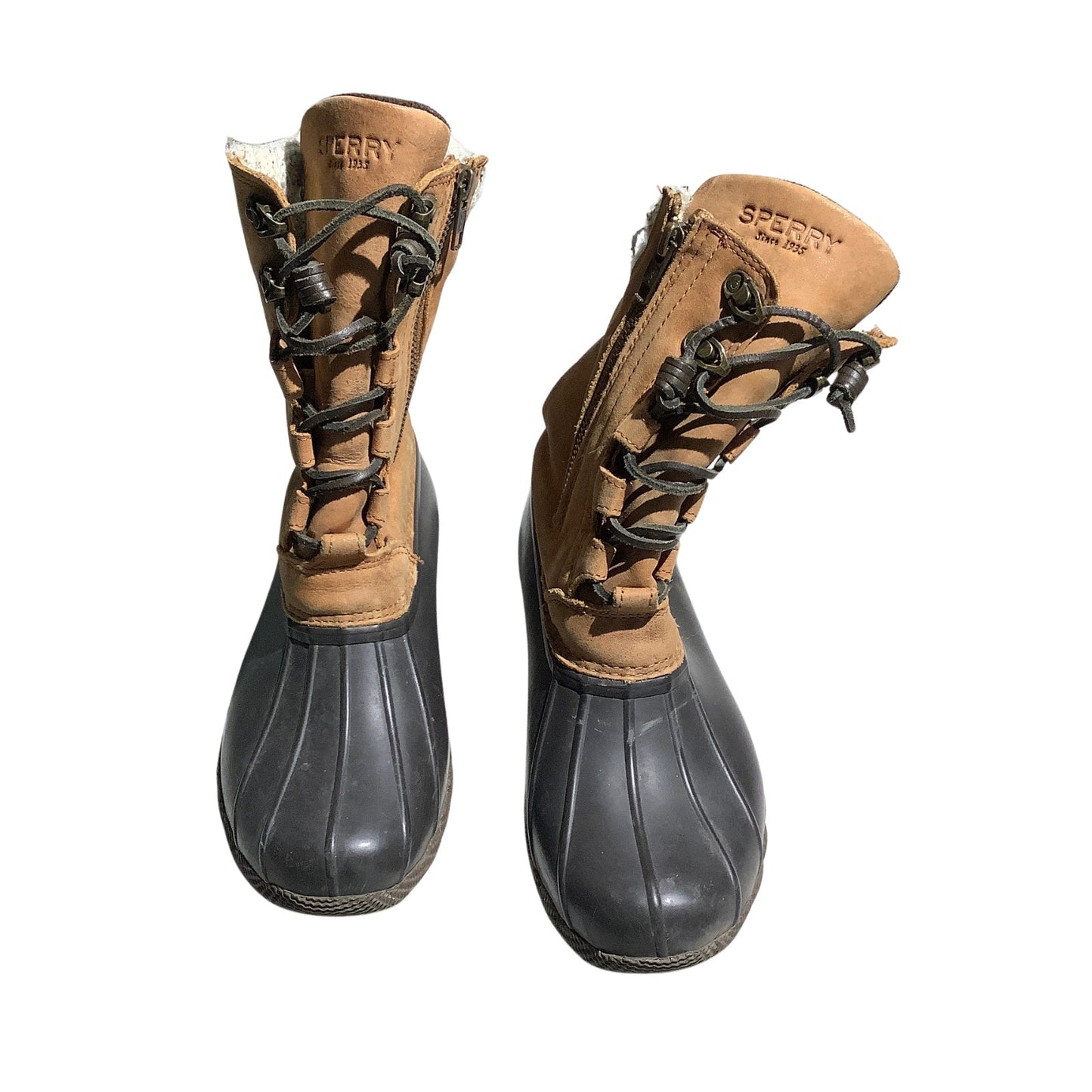 Sperry Saltwater Misty Duck Boots Tan Women’s 7M — Waterproof, Outdoor, Lace-Up