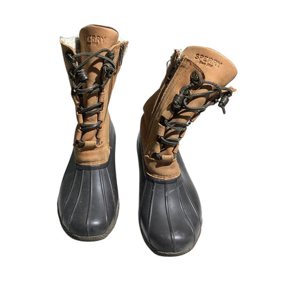 Sperry Saltwater Misty Duck Boots Tan Women’s 7M — Waterproof, Outdoor, Lace-Up