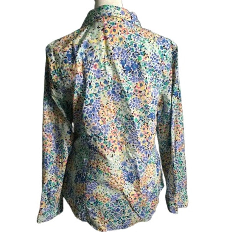 J. Crew Multi-Color Floral Button-Up Shirt Size M- Preppy, Cottagecore, Feminine