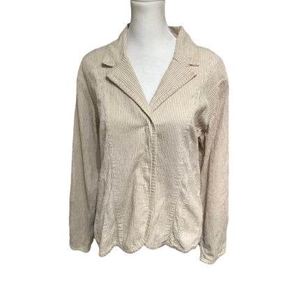 Orvis Top 10 Long Sleeve Tan White Stripe Button Up Gorpcore Sportswear Outdoor