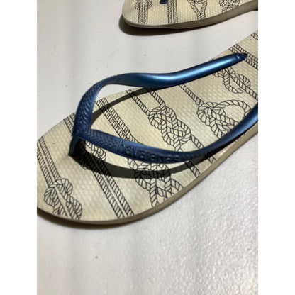 Havaianas Slim Nautical Flip Flops Women Size 9/10  — Beach, Coastal, Casual