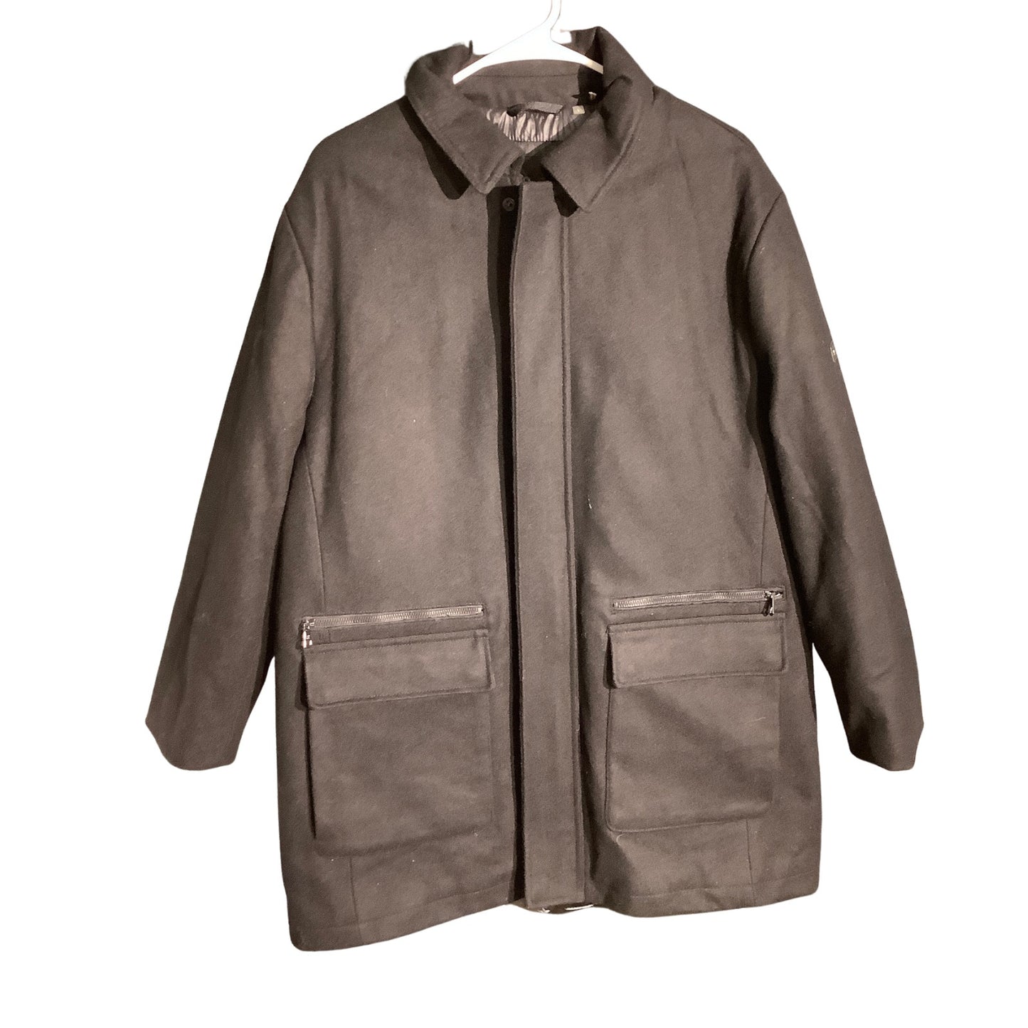 Calvin Klein Black Wool Blend Car Coat Men’s L — Classic, Minimalist, Modern