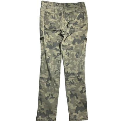 Gianni Bini Camo Pants Olive Green Women Size M — Cargo, Skinny, Zipper Pockets