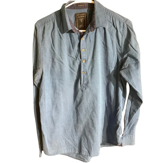 Guess Blue 100% Cotton Popover Shirt Men’s S — Casual, Preppy, Coastal