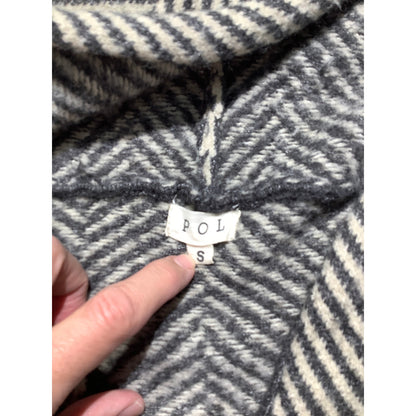 POL Gray White Chevron V-Neck Hoodie Women Small — Cozy, Boho, Oversized