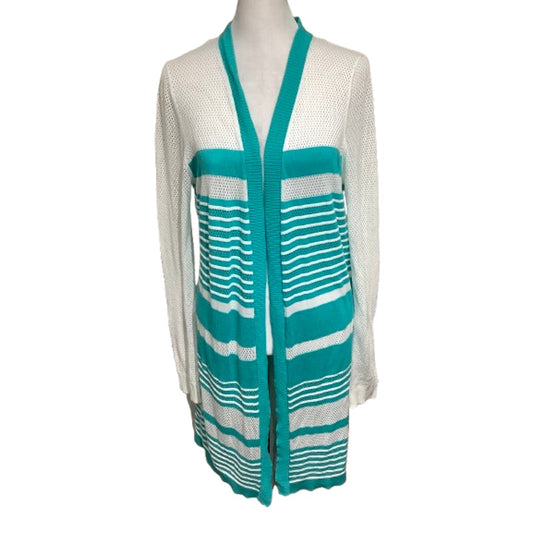 Tommy Bahama Teal & White Lightweight Cardigan L - Coastal, Casual, Versatile