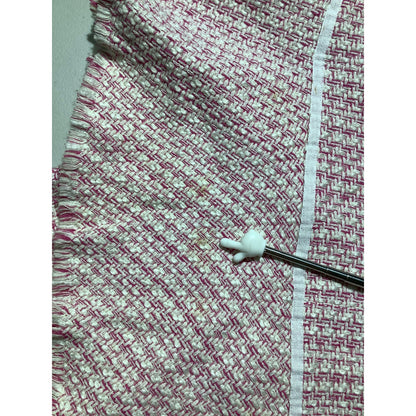 Reba Pink White Tweed Skirt Women’s Size 10 — Silk Blend, Ruffle Hem, Feminine