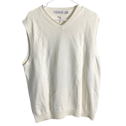 Cypress Links Golf Sweater Vest, Ivory, Men’s Size L — Classic, Preppy, Cotton