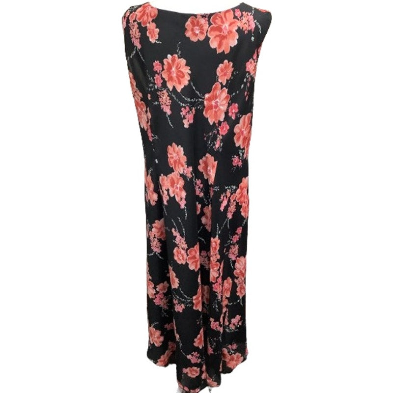 Studio I Black Floral Maxi Dress 20W Sleeveless Summer Flowy Teacher Church