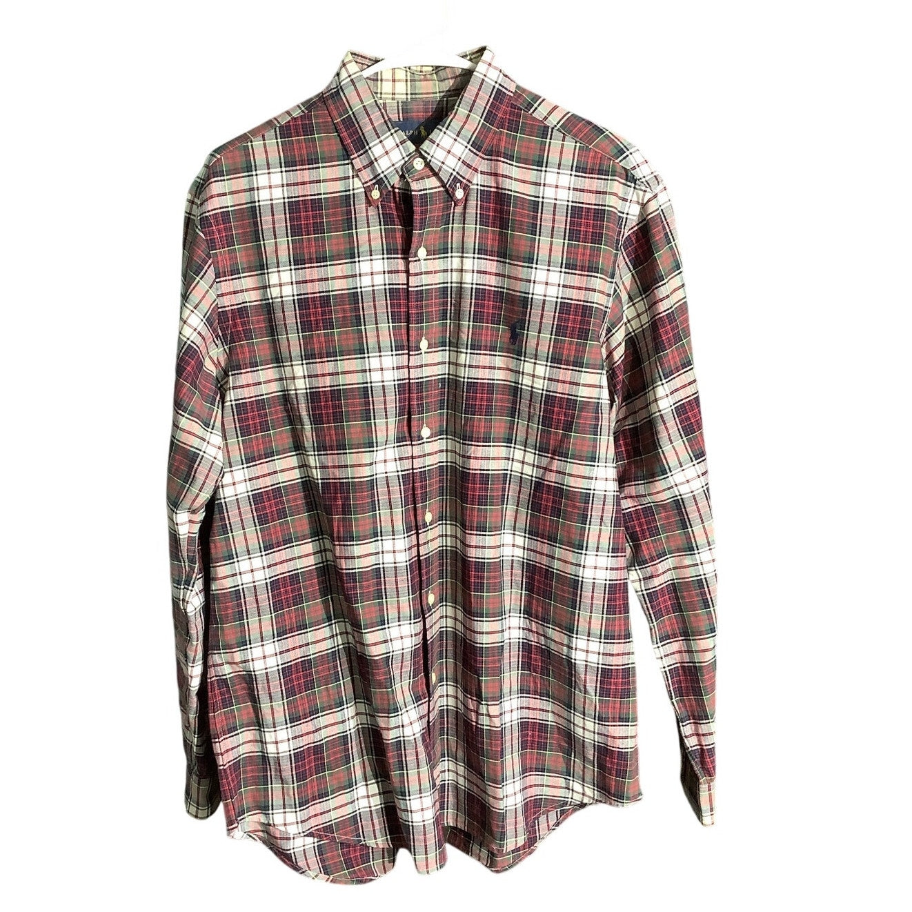 Ralph Lauren Plaid Button-Up Shirt, Men’s L — Collared, Long Sleeve, Cotton
