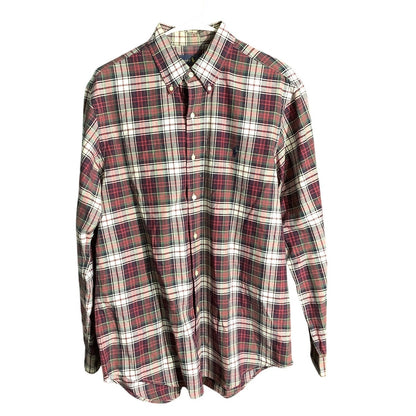 Ralph Lauren Plaid Button-Up Shirt, Men’s L — Collared, Long Sleeve, Cotton