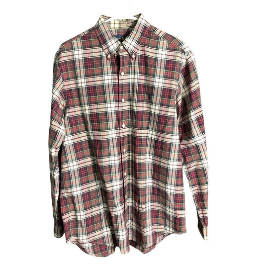 Ralph Lauren Plaid Button-Up Shirt, Men’s L — Collared, Long Sleeve, Cotton
