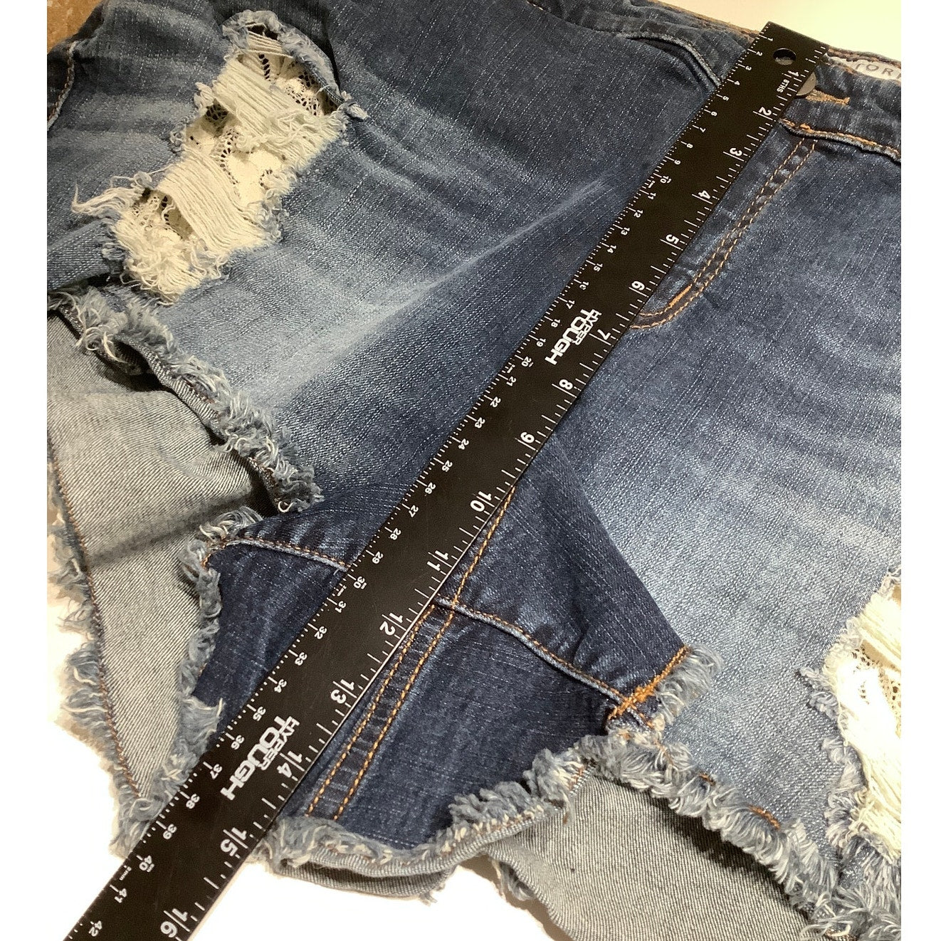 Torrid Size 24 Distressed Cut-Off Shorts with Lace, Grunge, Boho, Casual Style