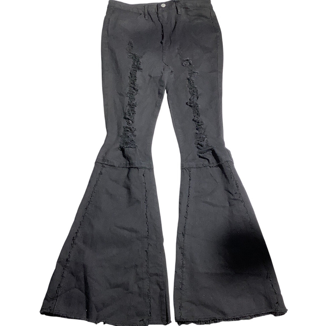 Almost Famous High Rise Flare Jeans Black Women’s 11 — Distressed, Retro, Trendy