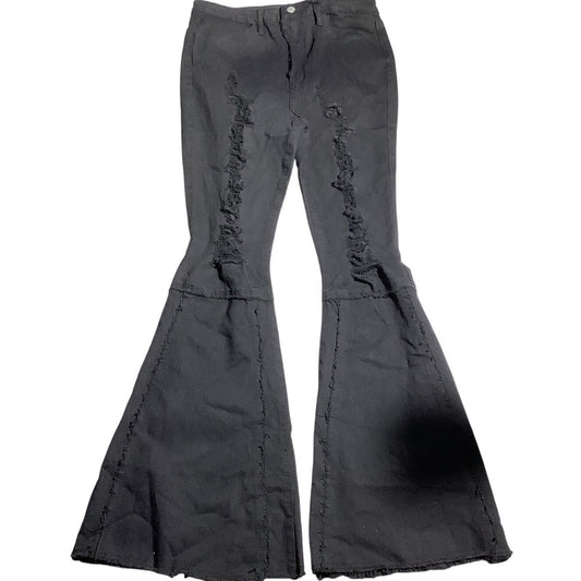Almost Famous High Rise Flare Jeans Black Women’s 11 — Distressed, Retro, Trendy
