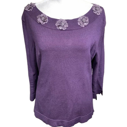 Judith Hart Silk Blend Embellished Sweater Size S - Glam, Office, Elegant