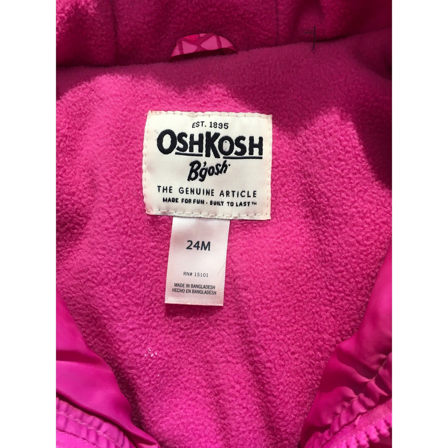 OshKosh Infant Pink Puffer Jacket Size 24M - Cozy, Winter, Outdoor