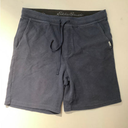 Eddie Bauer Men's M Navy Waffle Knit Lounge Shorts Drawstring Waist