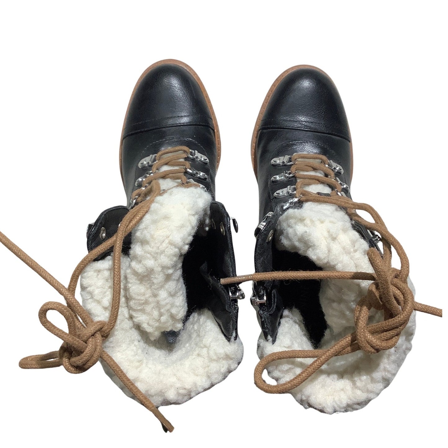 Nine West Black Penni Sherpa-Lined Ankle Boots Women’s 6M — Combat, Winter, Moto