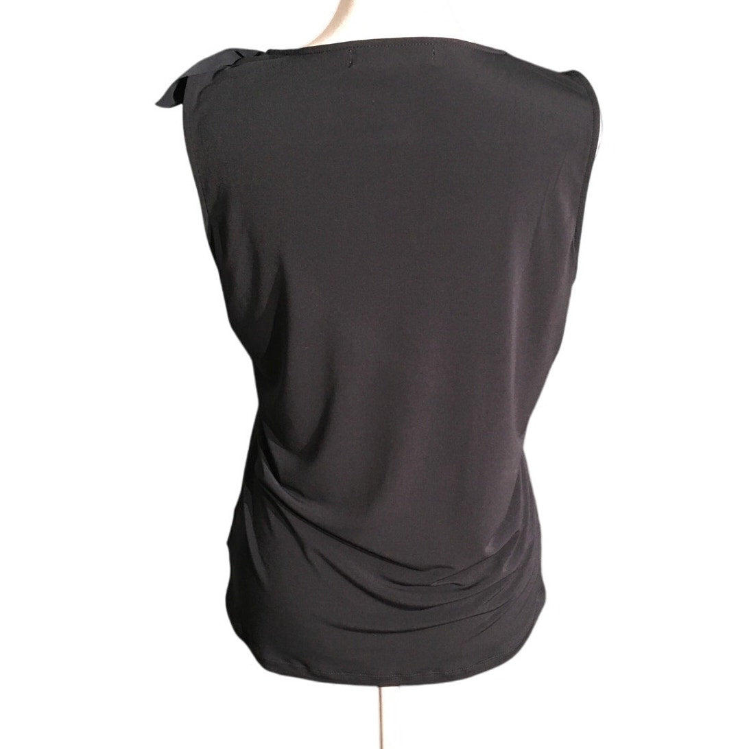 Ellen Tracy Ruffle V-Neck Top M - Feminine, Elegant, Coquette
