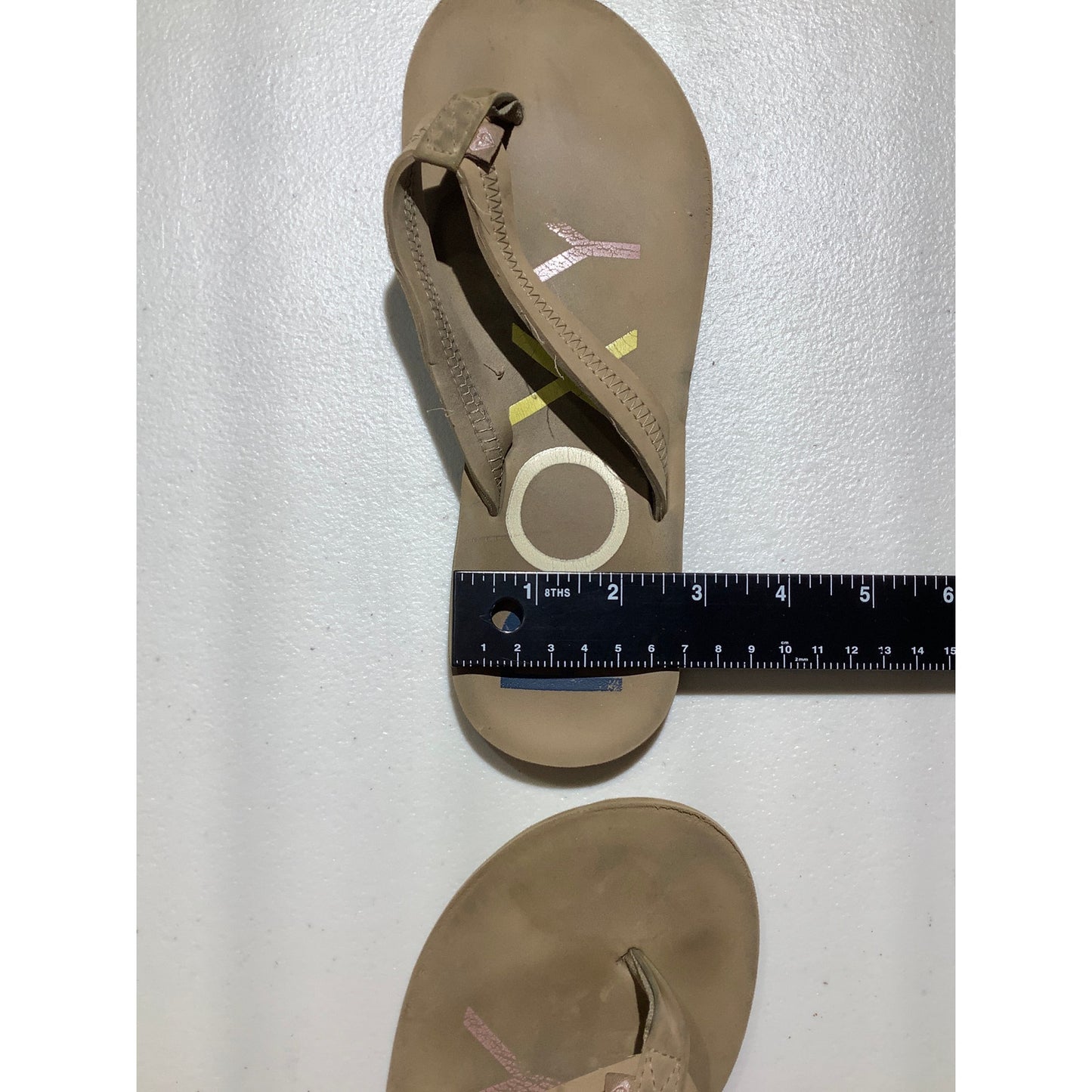 Roxy Vista III Flip Flops Women Size 8-9 Tan — Beach, Surf, Casual