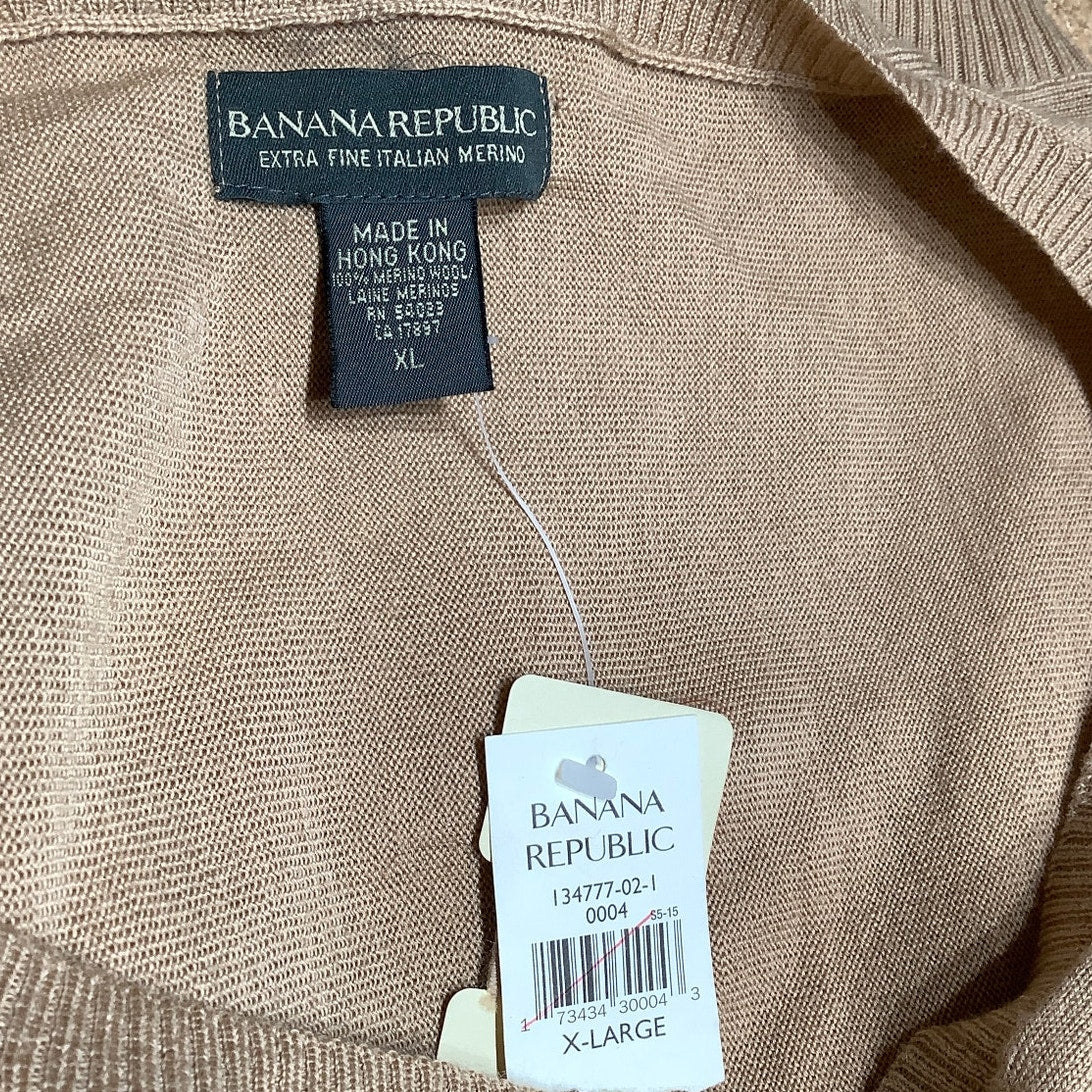 Banana Republic Tan Merino Wool Sweater XL Off-Shoulder, Cozy, Preppy * Flaw